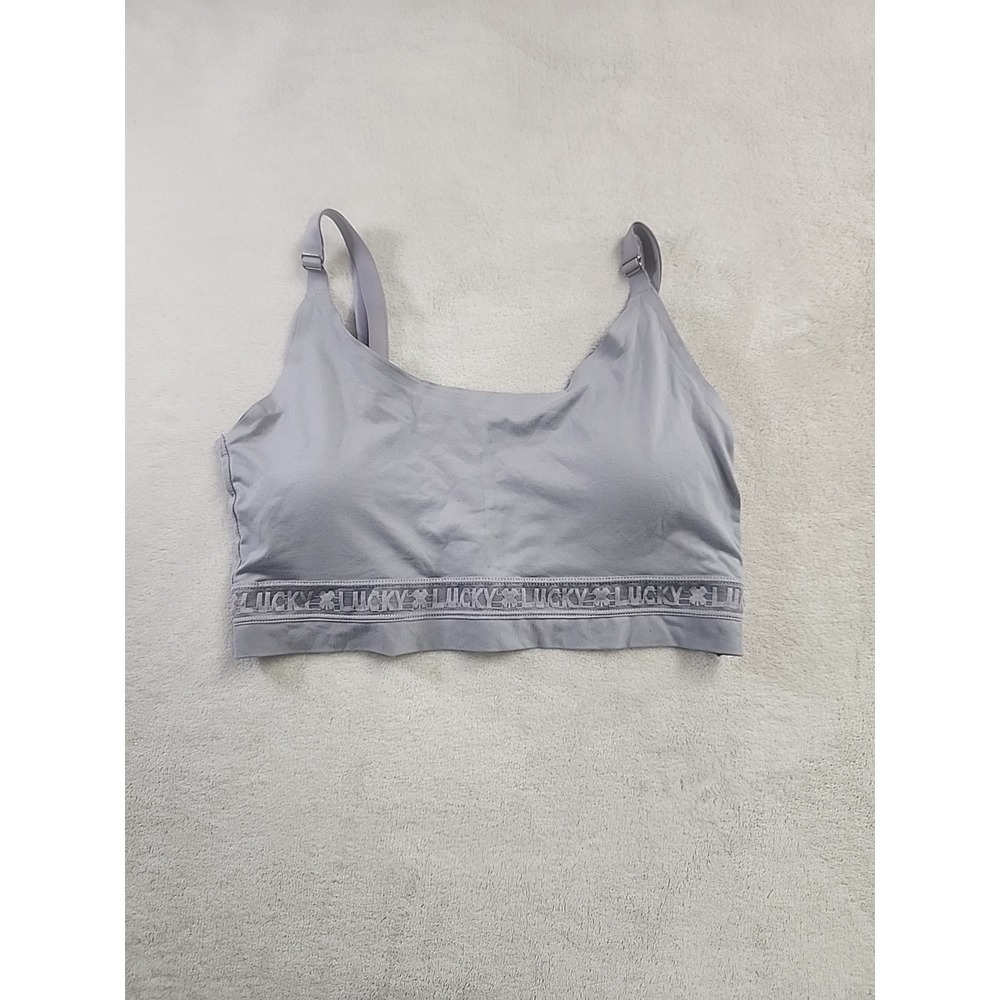 Lucky Brand XL Gray Sports Bra With Adjustable Straps No Wire Lightly Padded